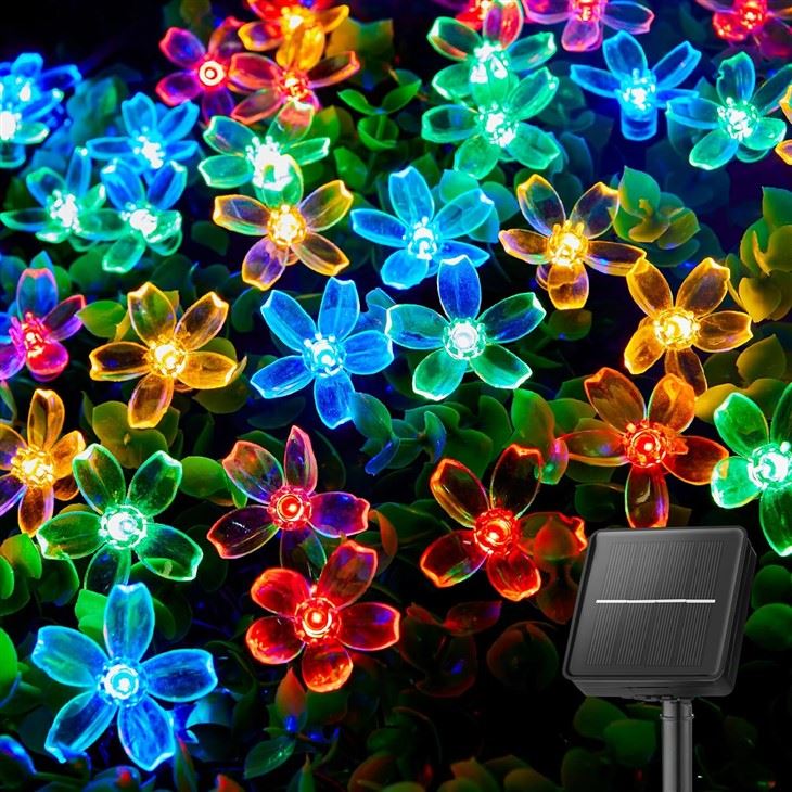 LED-kukka-aurinkovalot puutarha-aidaan